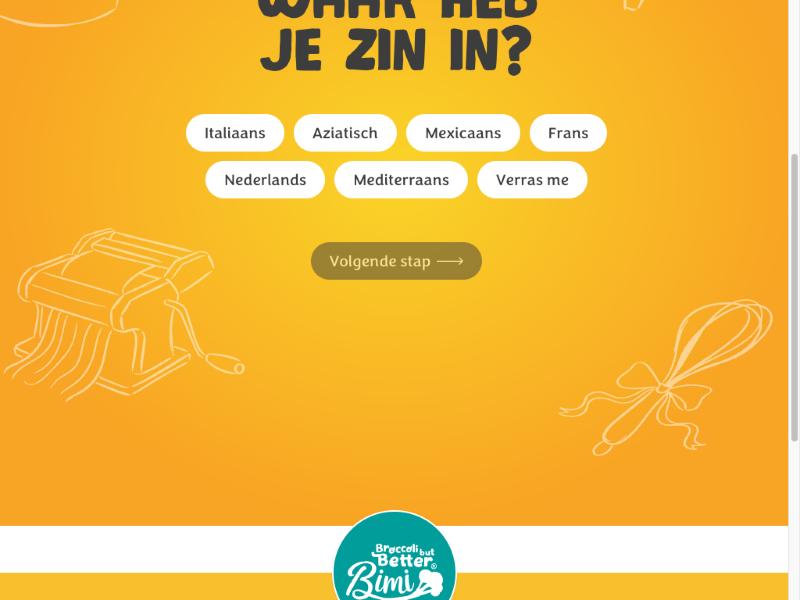 Cuisine selector with Italian, Asian, Mexican, French, Dutch and Mediterranean options