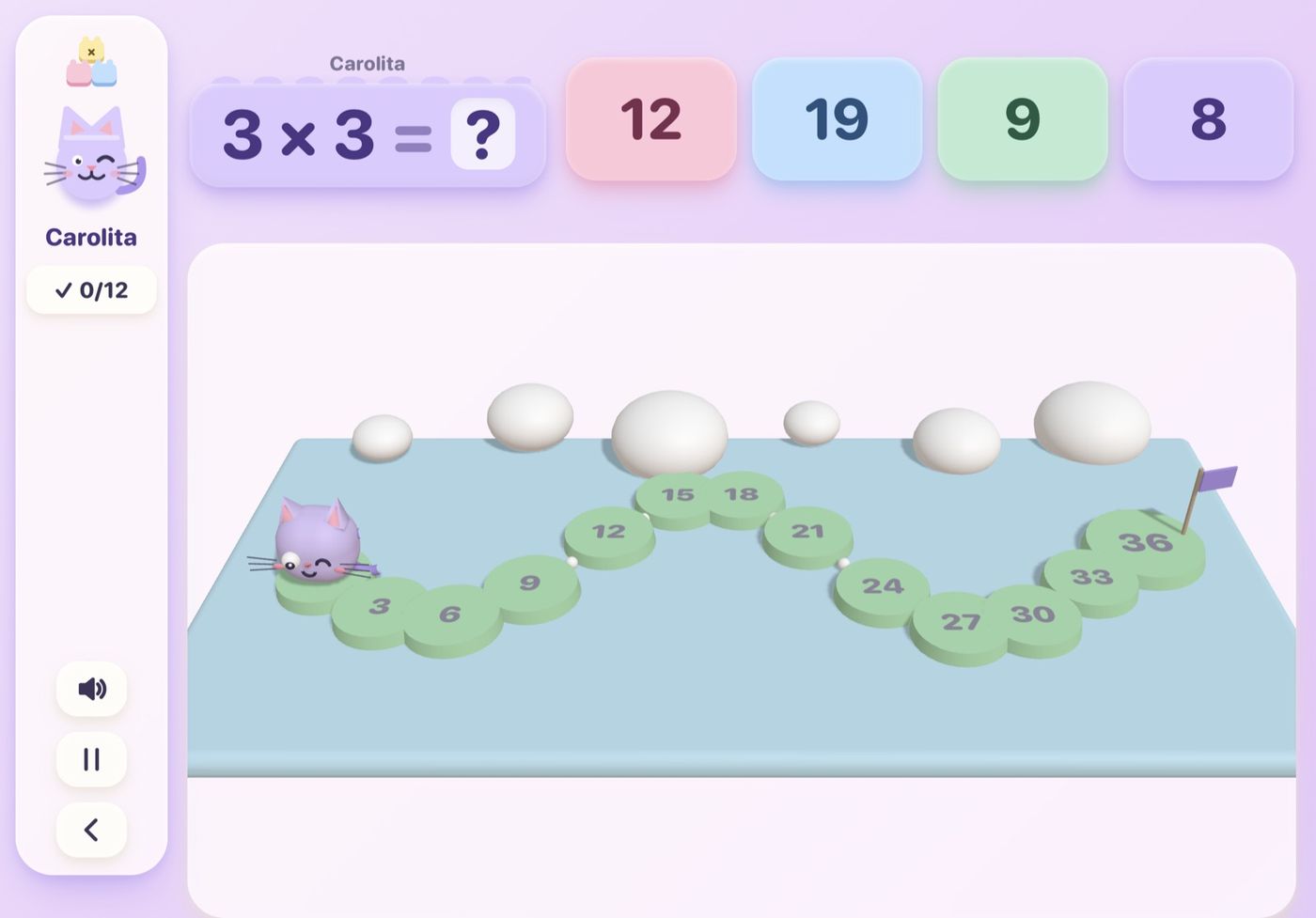 The first 3D game: a lily-pad path built from primitives. This stage type survived untouched into the final app.