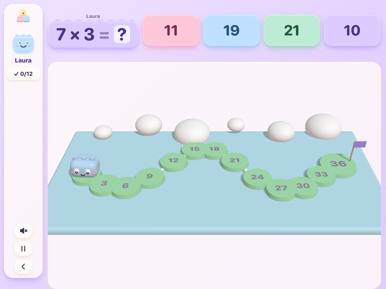 Little Builders: the original soft toy-block look — a frog hopping a times-table path.