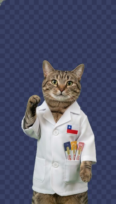 The same cat with the green keyed out, on a transparency grid